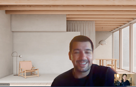 Video call screenshot from feedback session with Christos