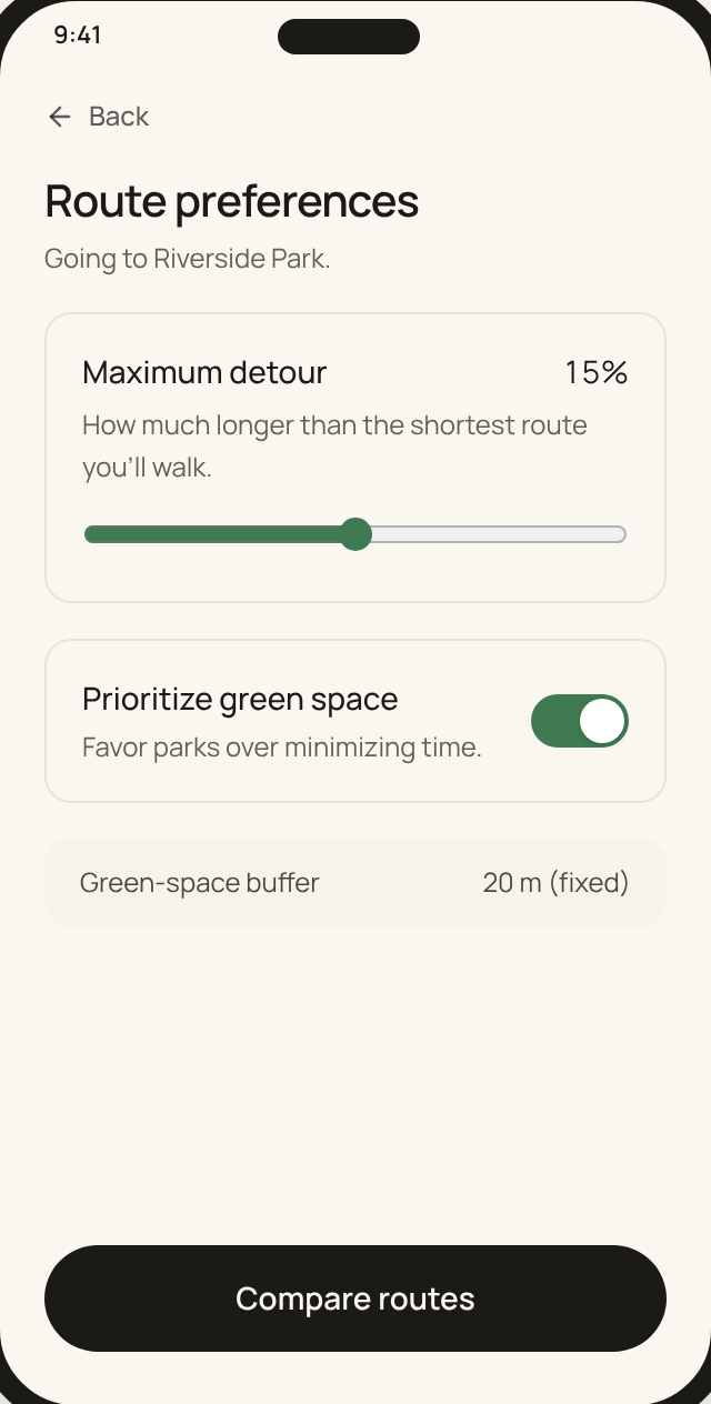 Set the detour limit